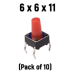 6x6x11mm Tactile 4 Pin RED  Push Button Switch (Pack of 10)