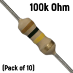 100K ohm, 1/4 Watt Resistor (Pack of 10)
