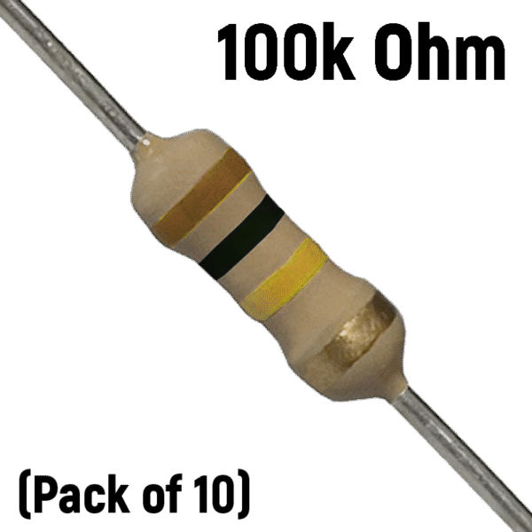 100K ohm, 1/4 Watt Resistor with 1% tolerance (Pack of 10)
