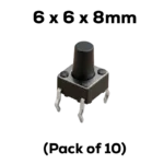 Tactile pushbutton switch 6x6x8mm 4-pin through-hole pack of 10 India
