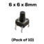 Tactile pushbutton switch 6x6x8mm 4-pin through-hole pack of 10 India
