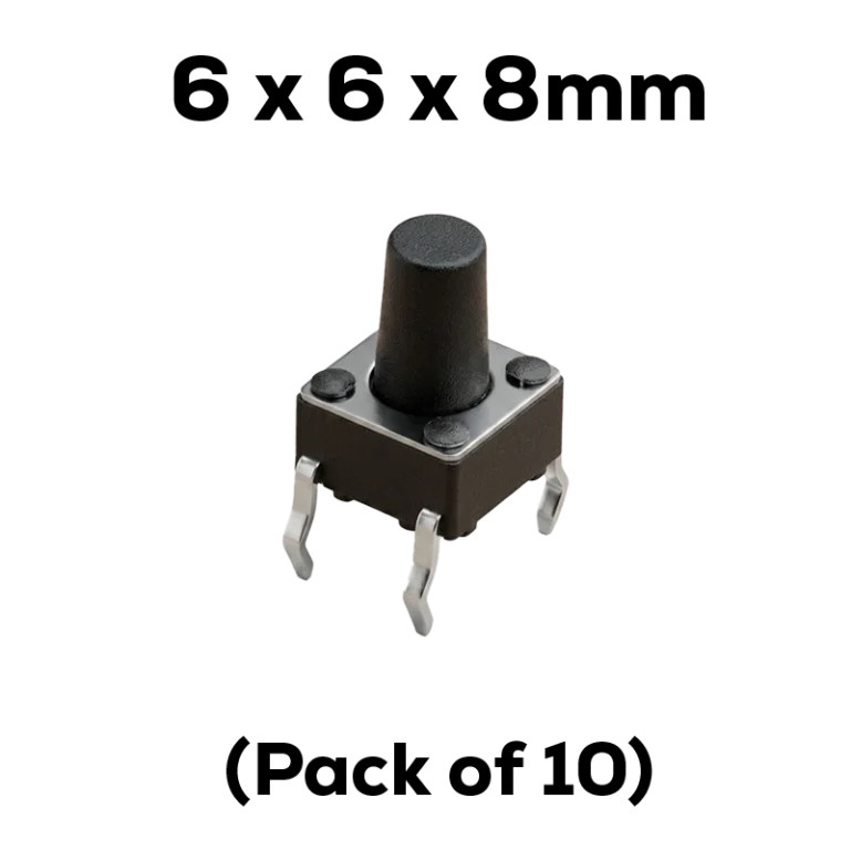Tactile pushbutton switch 6x6x8mm 4-pin through-hole pack of 10 India