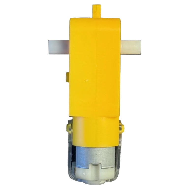 Dual shaft BO motor 100 RPM yellow straight gearbox, front view