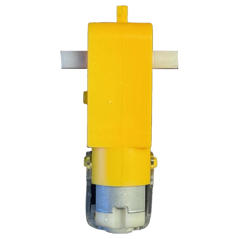 Dual shaft BO motor 100 RPM yellow straight gearbox, front view
