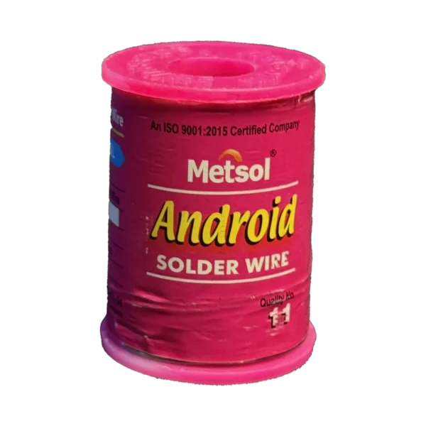 Solder wire reel 250g 22 SWG Metsol Android front label