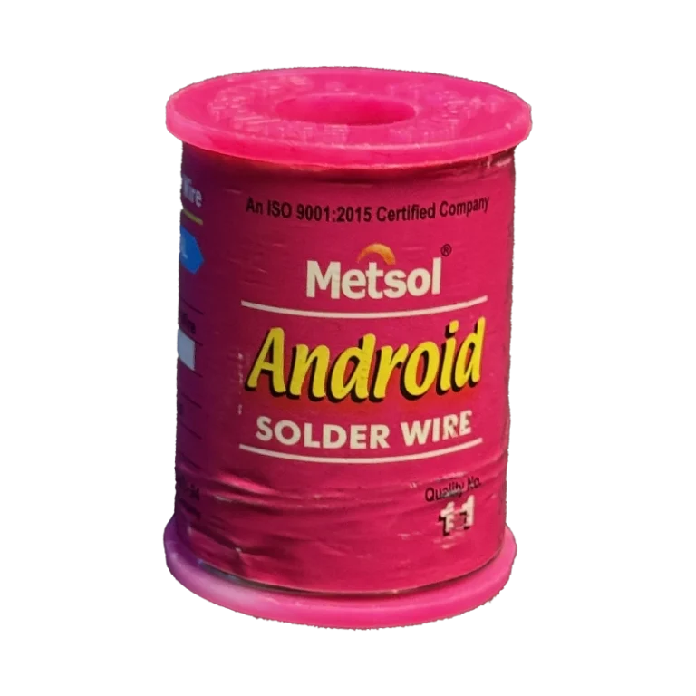 Solder wire reel 250g 22 SWG Metsol Android front label
