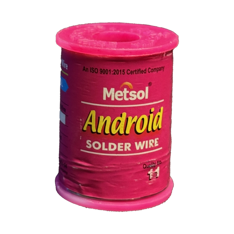 Solder wire reel 250g 22 SWG Metsol Android front label