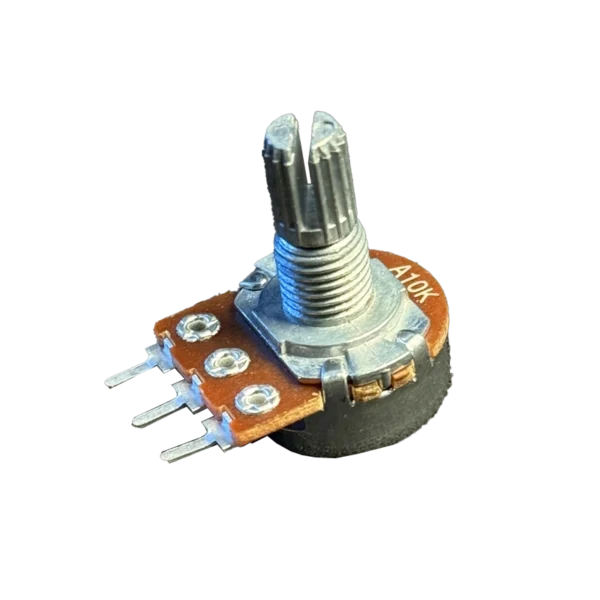 A10K potentiometer 16mm Usonic rotary pot, rear view with 3 pins