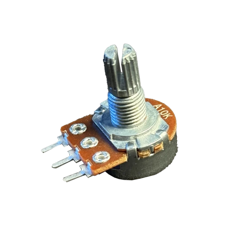 A10K potentiometer 16mm Usonic rotary pot, rear view with 3 pins
