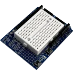 Arduino Proto Shield with SYB-170 mini breadboard, top view